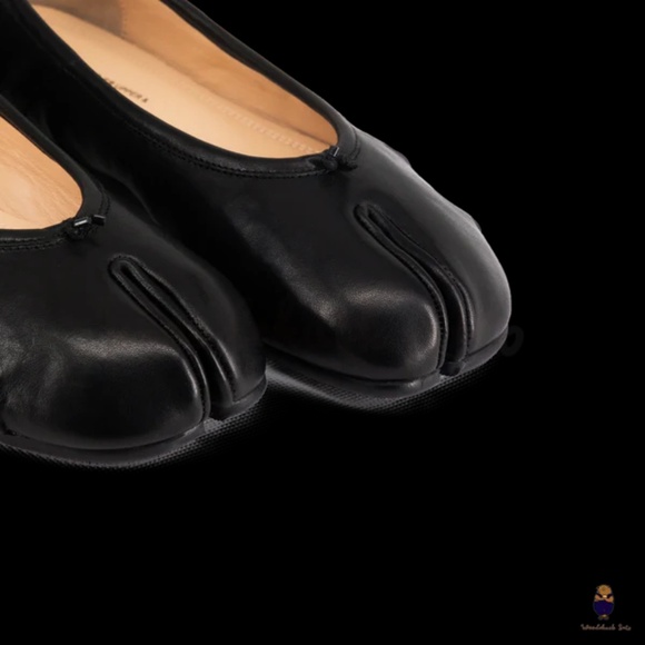 Brand New WoodchuckSato Black Leather Tabi Ballet Flats with Ruched Size 36 - Picture 6 of 6